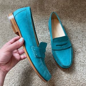 Cole Haan Women's Turquoise Blue Leather Loafers Flats Shoes Size 9 1/2